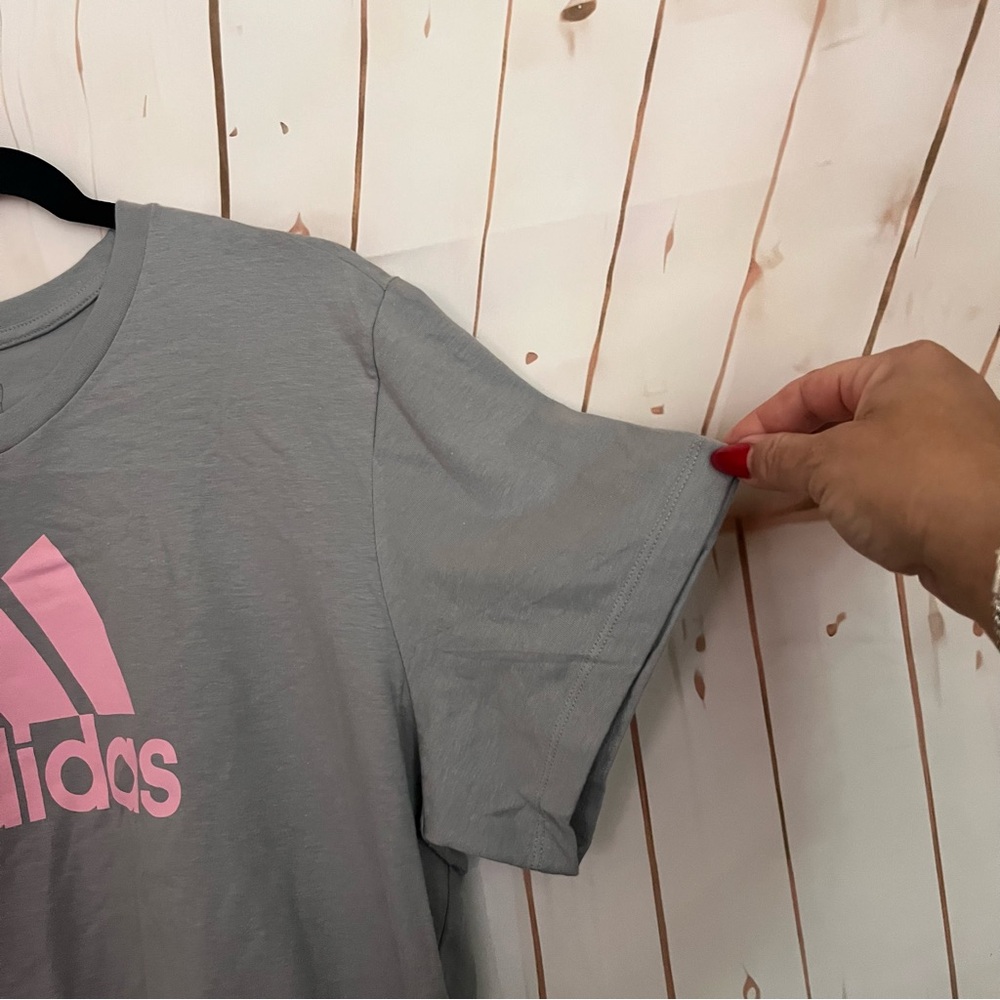 Adidas Gray Tee with Pink Emblem - Picture 3 of 6